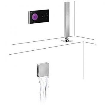 Kit electrónico de bañera termostático empotrado Shower Technology Blue Edition, 2 vías, caño cascada inox, 2 x 14,1 x 14,6 centímetros, color cromo
