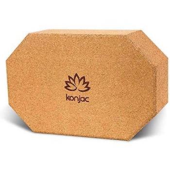 konajc Bloque Yoga de Corcho 100% Natural Bloques para Ejercicio y Pilates Diseño Octogonal 22x14x7.5cm,1 Pieza.