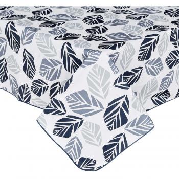 Deconovo Mantel para Mesa Rectangular de Salón Estampado con Dibujo de Hojas 140 x 240 cm Gris Negro