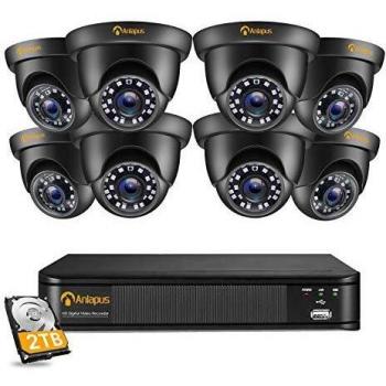 Anlapus 1080P Sistema de Videovigilancia 8CH 2MP HDMI Grabador DVR con 8 CCTV Cámaras de Seguridad Exterior, 2TB Disco Duro, Visión Nocturna, Acceso Remoto