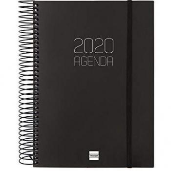 Finocam - Agenda 2020 1 día página Espiral Opaque Negro catalán