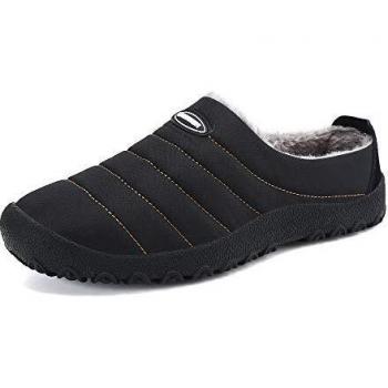Gaatpot Unisex Adulto Invierno Zapatillas de Casa Antideslizantes Cálido Fluff Pantuflas Zapatos de Casa Interior Suave Algodón Zapatilla Negro 39EU