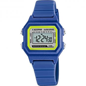 Reloj Calypso Digital Crush K5802/5 Unisex Correa de Caucho Azul/Negro