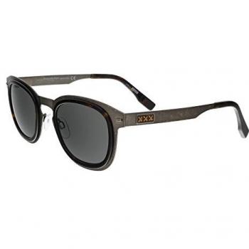 Ermenegildo Zegna Men's Gunmetal Oval Sunglasses with Grey Lenses - Model ZC0007 20D50