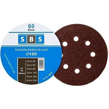 180 pcs velcro-muelas abrasivas Ø 125 mm grano de 30 x 40/60/80/120/180/240 para excéntrica-lijadora 8 agujero