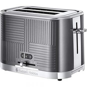 Tostadora de 2 Rebanadas Geo Steel de Russell Hobbs - Acero Inoxidable Texturizado, Plata, Tecnología de Tostado Rápido