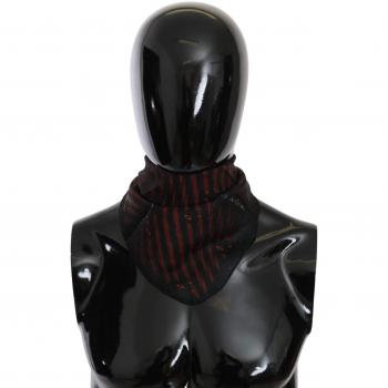 COSTUME NATIONAL C’N’C Black Orange 100% Silk Branded Scarf