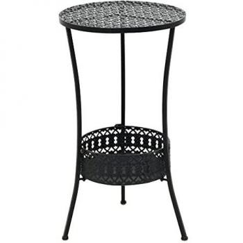 vidaXL Mesa Bistró Vintage Metal Redonda 40x70 Negra Mesilla Mueble de Comedor