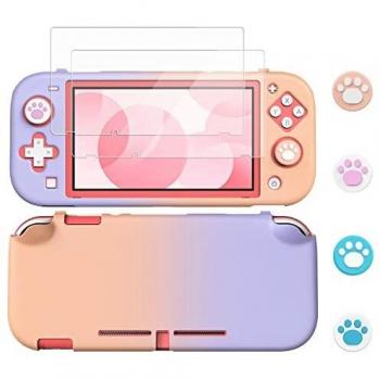 MoKo Funda Protectora para Nintendo Switch Lite de PC con 4 Tapas de Agarre para Pulgar y 2 Protectores
