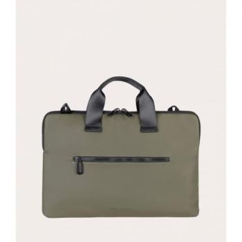 Maletín Slim Tucano Gommo Verde Militar para Notebook 15.6 y MacBook Pro 16 - Material Reciclado, Diseño Minimalista