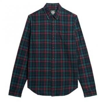 Camisa Vintage a Cuadros de Algodón Orgánico para Hombre Superdry, Color Marino, Talla M, Casual y Sostenible