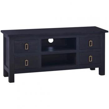 Mueble para TV de madera maciza de caoba negro café 100x30x45 cm