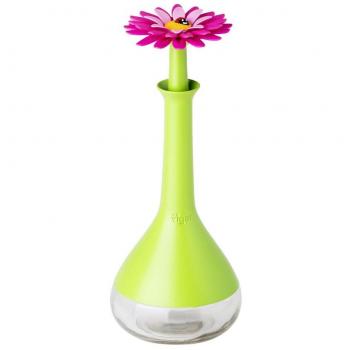VIGAR Flower Power Aceitera Vinagrera, Material: Silicona, ABS y Cristal, Verde, Dimensiones: 10 x 10 x 25.5 cm