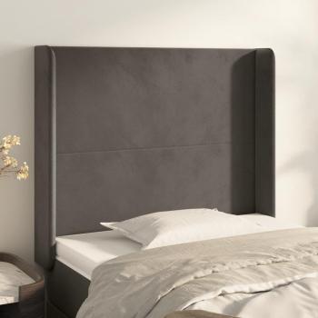 Cabecero de oreja gris oscuro 83x16x128 cm en terciopelo
