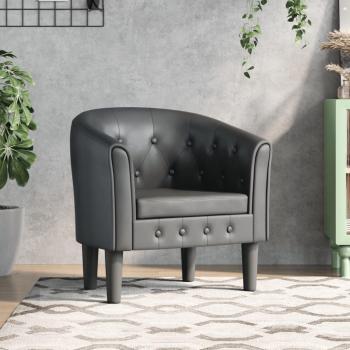Sillón Cabriolet de cuero sintético gris Vidaxl