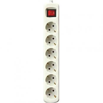 Silver Electronics - Regleta enchufe con 6 tomas con interruptor, Blanco, 6 Enchufes, Cable de 1,5 metros, Protección Infantil, Toma de tierra, con protección sobretensiones