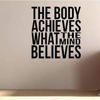 Adhesivo decorativo para pared, diseño de The Body Achieves What the Mind Believes.Motivational Wall Decor Gimnasio.