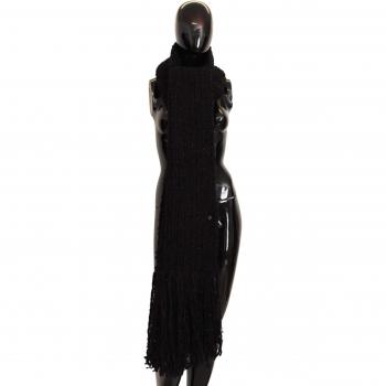 Dolce & Gabbana Black Virgin Wool Knitted Wrap Shawl Scarf, Winter Scarves, female, Black, Size: ONE SIZE