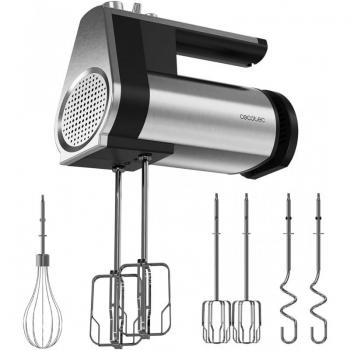 Cecotec PowerTwist 500 Full Steel Batidora de Varillas 500W Negro, 5 Velocidades más Función Turbo, incluye Varilla de Globo, Varillas Batidoras y Garfios Amasadores, Diseño