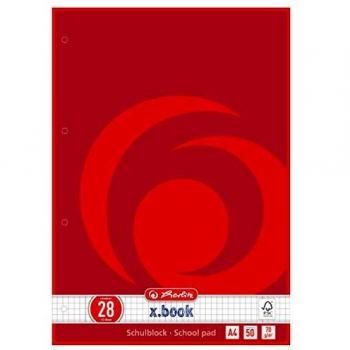 Bloc Escolar Herlitz x.book A4, 70g/m², 50 Hojas, Raya 28/Cuadriculado