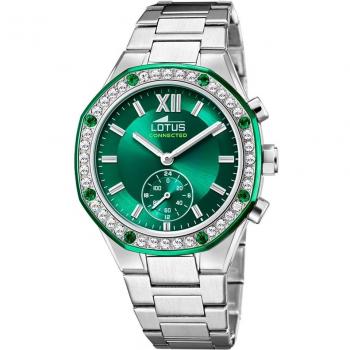 Reloj Lotus Connected para Mujer 18924/4 con Esfera Verde y Correa de Acero Plateado