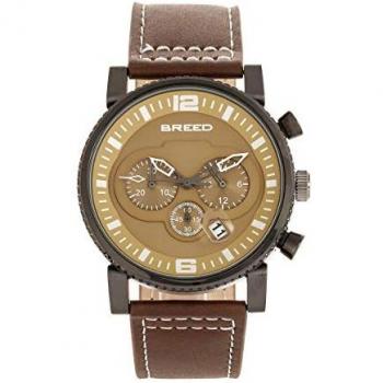 Breed Ryker Brown Leather Chronograph Watch with Date - One Size