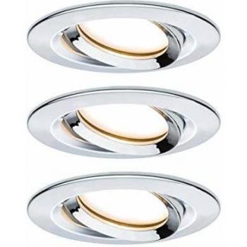 Set de 3 focos empotrables LED Nova Plus cromo, 3x6.8W, IP65, regulables, 2700K