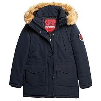 Parka con Capucha de Pelo Sintético Everest Azul Marino para Mujer