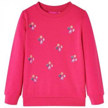 Sudadera Infantil Estampado Purpurina Rosa Chillón Manga Larga Cuello Redondo 92
