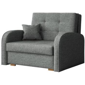 Sillón Columbus 114 Tapizado en Gris con Patas de Madera, Dimensiones 85x103x98cm, Mueble Ya Montado