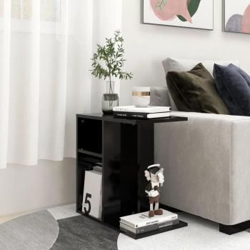 Mesa auxiliar de madera multicapa negra 50x30x50 cm