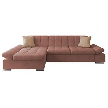 Sofá rinconero Comfivo 219, dimensiones 278 x 76 x 151 cm, tapizado en Uttario Velvet 2955 + Uttario Velvet 2956, con reposabrazos regulables y disponible en