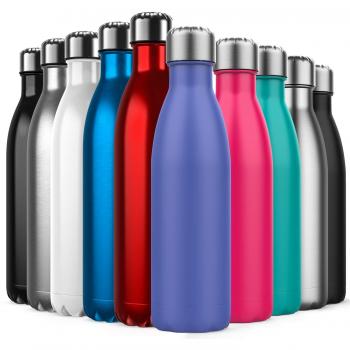 Invool de Botella de Agua de Acero Inoxidable,diseño de Pared Doble,Boca estándar,para Correr, Gimnasio, Yoga, Ciclismo,500ML,Azul marroquí