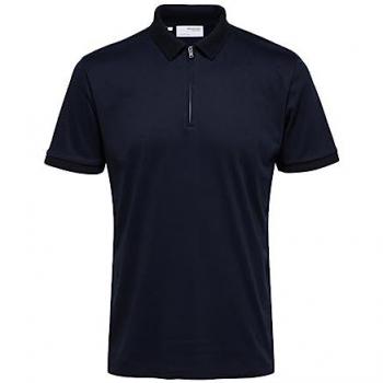 Polo de Hombre Manga Corta con Cremallera Selected Fave Azul Marino