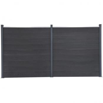 Juego de paneles de valla WPC gris 353x186 cm - Barreras de Privacidad, Bordes de Valla de Listones, Cercas para Jardín, múltiples usos malla para ventilación y seguridad