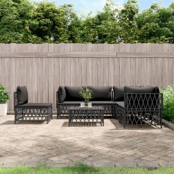6-Piece Anthracite Steel Garden Lounge Set with Cushions