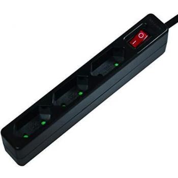 Regleta de enchufes LogiLink 3 salidas con interruptor, 1.5m, negra