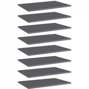 vidaXL Bookshelf Boards 8 pcs High Gloss Grey 60x40x1.5 cm Engineered Wood