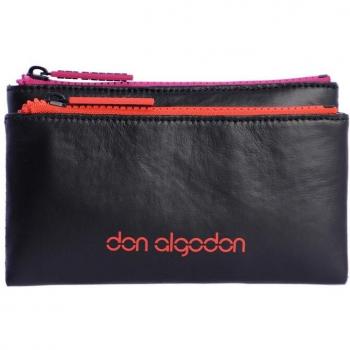 Monedero mediano Don Algodón Frida de nylon en color negro con cremallera