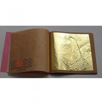 ZEUS - Pan de oro auténtico 23,75 kt - 25 hojas - 80 x 80 mm