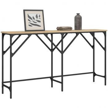 Mesa consola de madera de ingeniería 140x29x75 cm en color Negro, Roble Sonoma y Roble ahumado - Mesa de sofá, mesa de entrada para salón, consola de entrada, mueble recibidor, mesita auxiliar