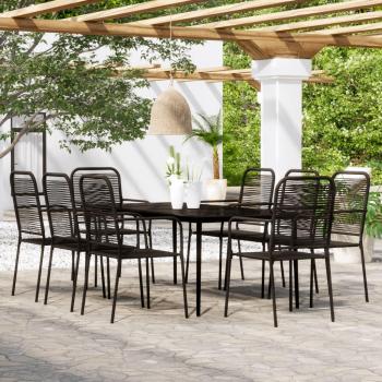 vidaXL 9-Piece Black Garden Dining Set with Cushions