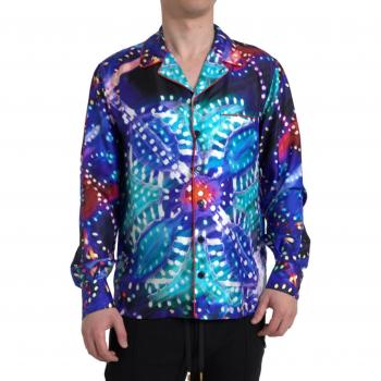 Dolce & Gabbana Multicolor Silk Psychedelic Print Men Pajama Shirt - IT40 | M