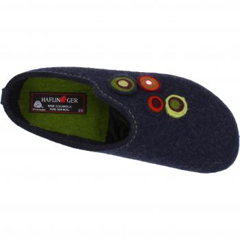 Haflinger Grizzly Wool Felt Clogs - Unisex Indoor Slippers in Navy