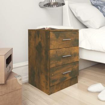 Mesita de noche 2 piezas de roble ahumado 38x35x56 cm madera multicapa