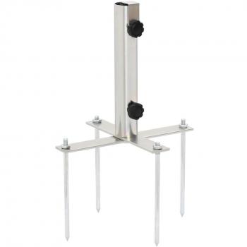 Silver Steel Umbrella Base with Ground Spikes for Ø32-48 mm