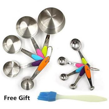 Novata Acero Inoxidable Taza de Medir y Cucharas Sólido Resistente Set de Tazas Medidoras Para Hornear Cocina Café 10pcs