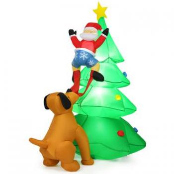6.5-Foot Pre-Lit Inflatable Christmas Tree with Santa and LED Lights