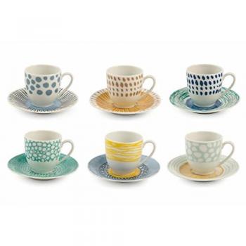 Villa d 'Este Home Tivoli marea Juego Tazas Café, Porcelana, Multicolor, 6 unidad