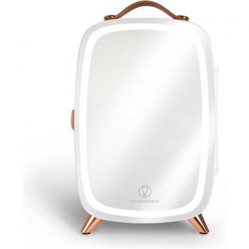 Mini Nevera para Maquillaje Portátil Schneider SCMF6MW 5 L con Espejo LED Regulable y Transporte Fácil